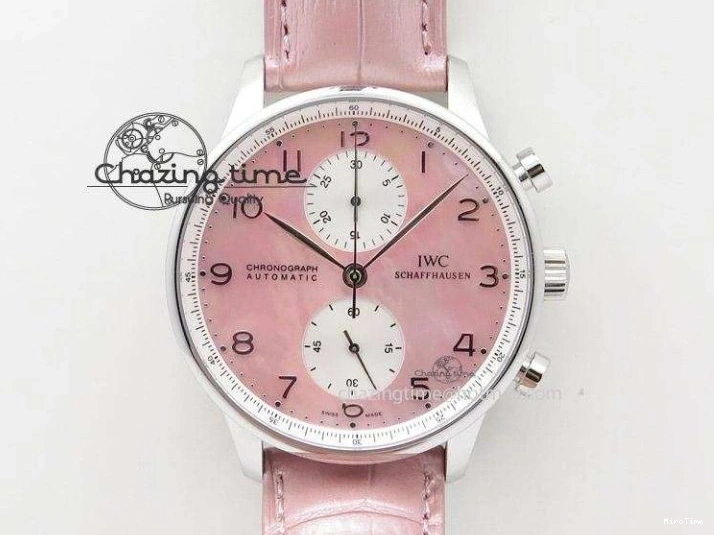 MIROTIME 0113 Portuguese IW5444 SS White Dial Blue Numbers On Blue Leather Strap A Modern 7258